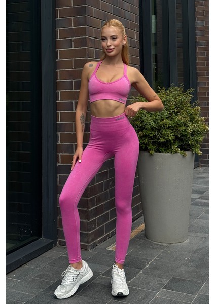 Prime FIT - Pembe Yüksek Bel Seamless Push-Up Toparlayıcı Tayt