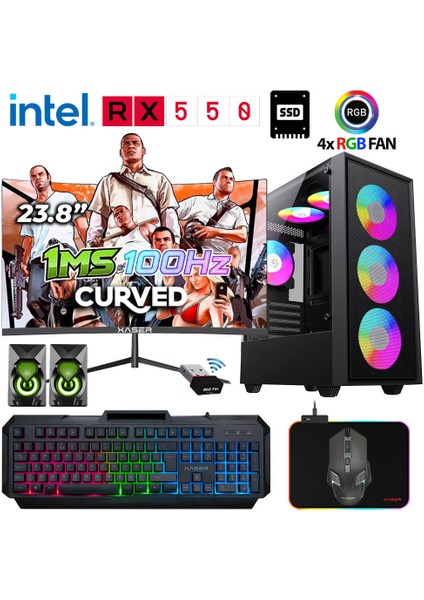 KX280 I7 4770 16GB Ram 512GB SSD 4gb RX550 23.8" 100Hz Curved Oyuncu Tavsiye Sistem