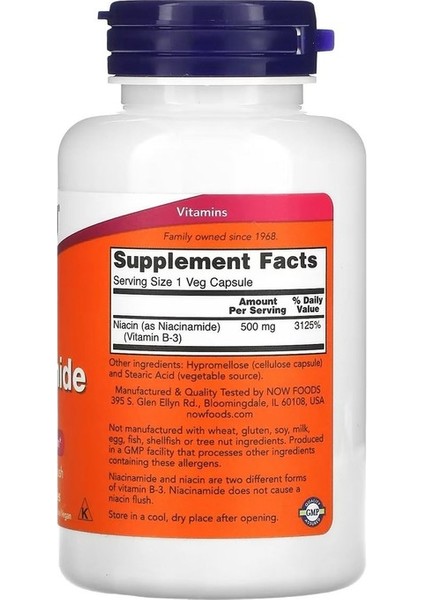 Niacinamide 500 Mg 100 Capsules (Vitamin B-3) fiyatları