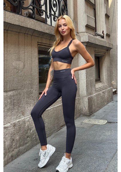 Prime FIT - Füme Yüksek Bel Seamless Push-Up Toparlayıcı Tayt