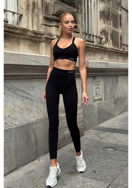 Prime FIT - Siyah Yüksek Bel Seamless Push-Up Toparlayıcı Tayt