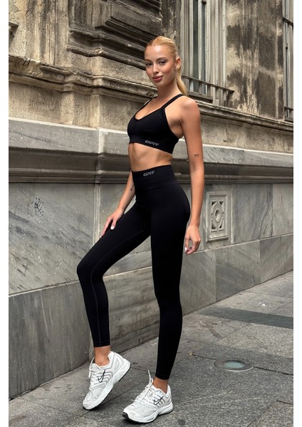 Prime FIT - Siyah Yüksek Bel Seamless Push-Up Toparlayıcı Tayt