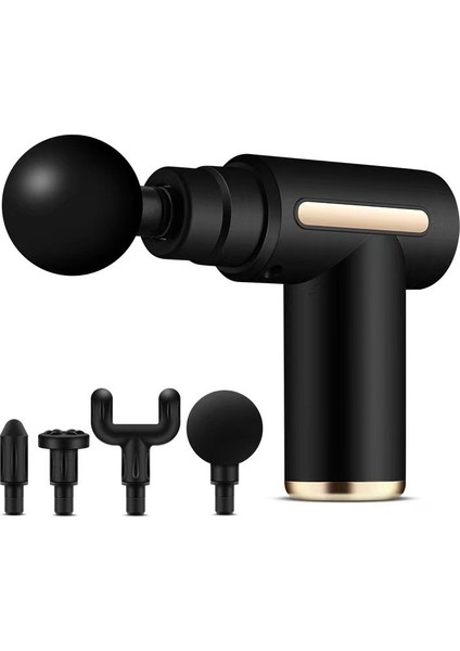 Massage Gun Kablosuz Sporcu Masaj Tabancası 6 Kademeli 4 Başlıklı Profesyonel Masaj Aleti Siyah