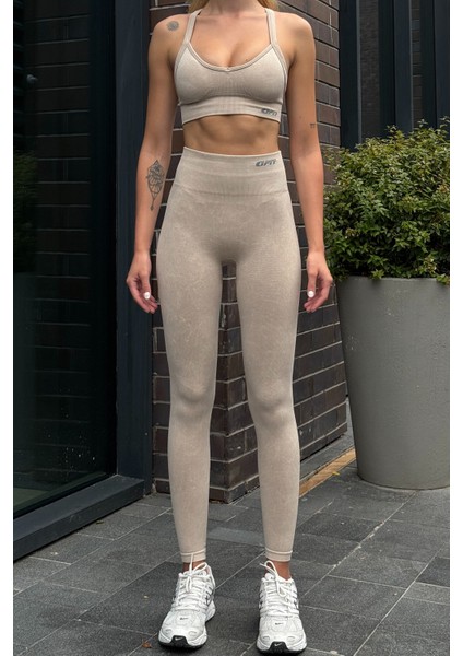 Prime Fıt - Bej Çapraz Askılı Destekli Seamless Bra sporcu sütyeni indirimleri