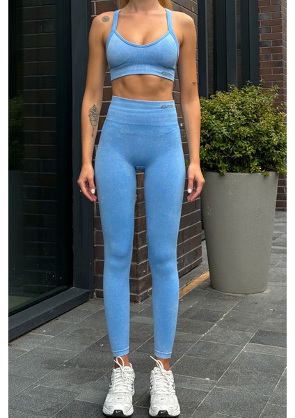 Prime Fıt - Mavi Çapraz Askılı Destekli Seamless Bra sporcu sütyeni indirimleri