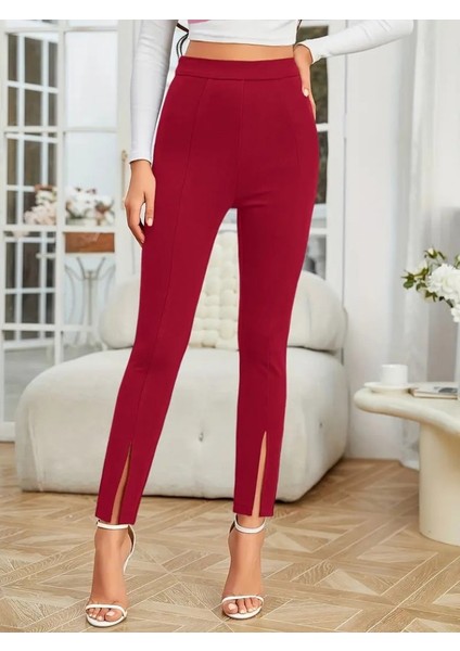 Kadın Önden Yırtmaçlı Yüksek Bel Ithal Krep Pantolon fiyatları