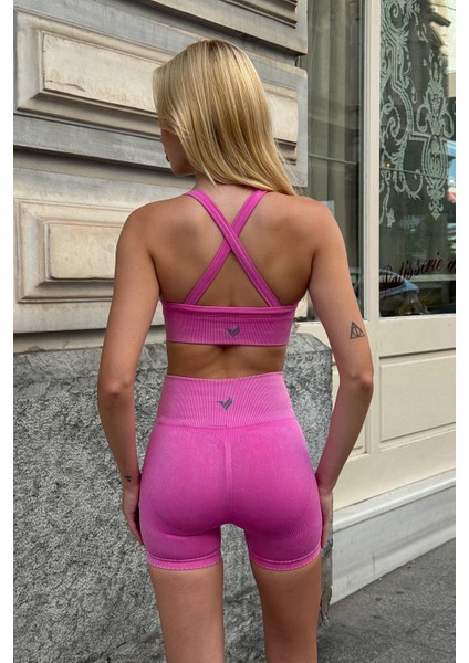 Prime Fıt - Pudra Çapraz Askılı Destekli Seamless Bra sporcu sütyeni modelleri