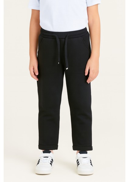 Bağcıklı Jakarlı Duble Paça Çocuk Eşofman Altı - 1007-08