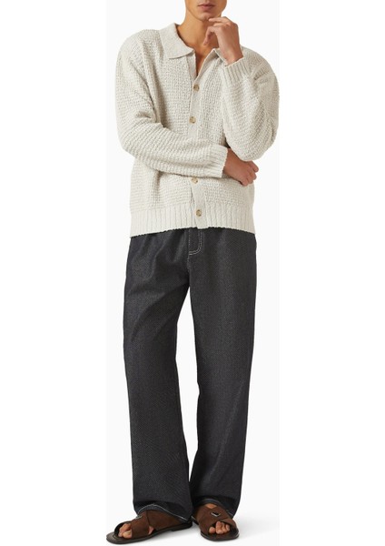 Commas Textured Cardigan, Kırık Beyaz Pamuk Örgü, Düğmeli Rahat Fit fiyatları