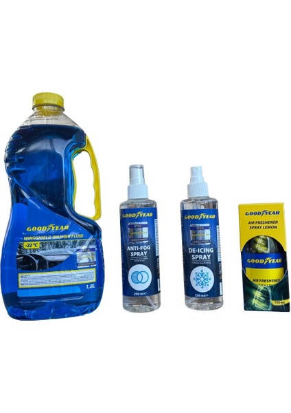 Araç Bakım Seti (Cam Suyu 1.8l + Buğu Önleyici + Buz Çözücü + Klima Temizleyici)”