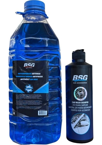 Araç Bakım Seti (Cam Suyu 3 Lt + Oto Yıkama Şampuanı 500 Ml)