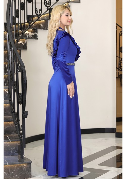 Omuz Taş Baskı Şık Saten Ada Büyük Beden Tesettür Abiye fırsatları