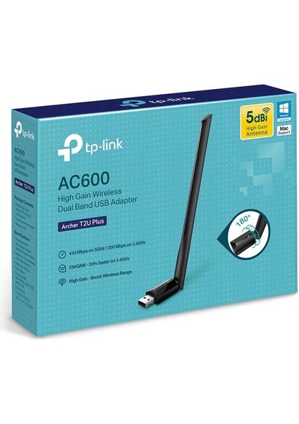 Archer T2U Plus AC600 600 Mbps Dualband Antenli USB Wireless Adaptör fiyatları