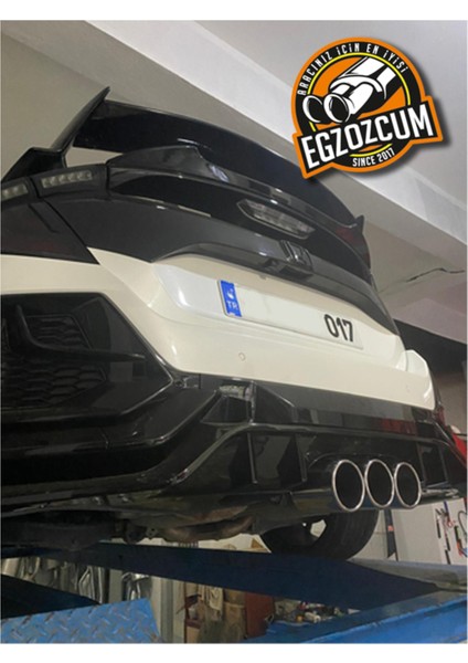 Honda Type-R 100 Mm. Krom Paslanmaz 3 Lü Egzoz Çıkışı Honda Eksoz Ucu fırsatları