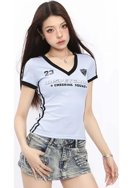 Mavi 23 Unspetgroup Y2K Street Kısa Kollu Forma Crop fiyatları