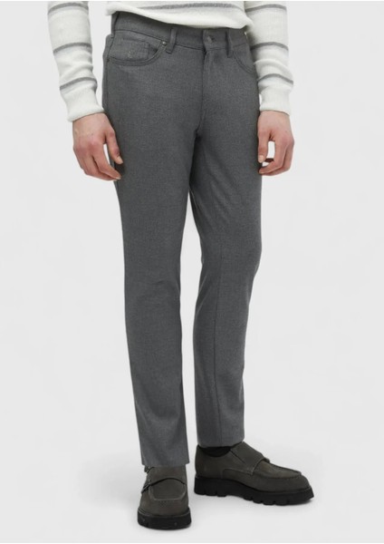 Gri Düz Dokuma Slim Fit Casual Pantolon fiyatları