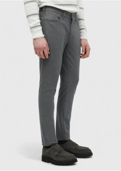 Gri Düz Dokuma Slim Fit Casual Pantolon modelleri