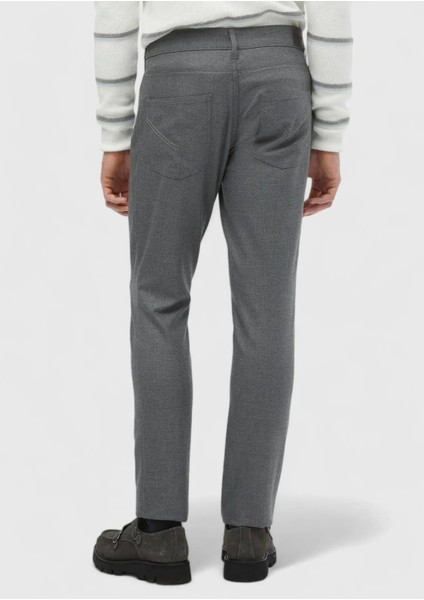 Gri Düz Dokuma Slim Fit Casual Pantolon indirimleri