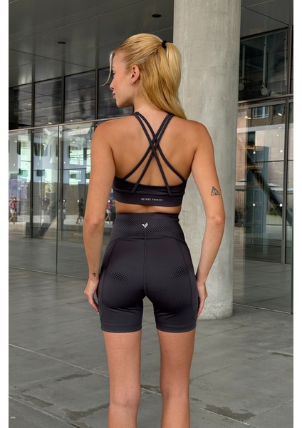 Aero Motion Premium - Desenli Füme Yüksek Bel Push-Up Toparlayıcı Şort Tayt fırsatları