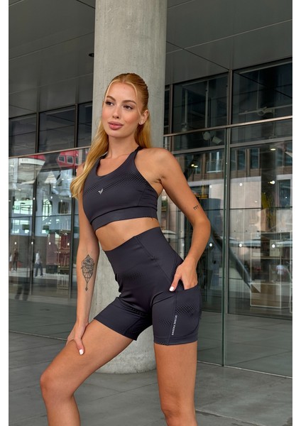 Aero Motion Premium - Desenli Füme Yüksek Bel Push-Up Toparlayıcı Şort Tayt indirimleri