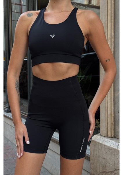 Aero Motion Premium - Desenli Siyah Yüksek Bel Push-Up Toparlayıcı Şort Tayt modelleri