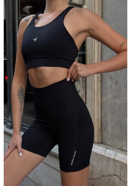 Aero Motion Premium - Desenli Siyah Yüksek Bel Push-Up Toparlayıcı Şort Tayt indirimleri