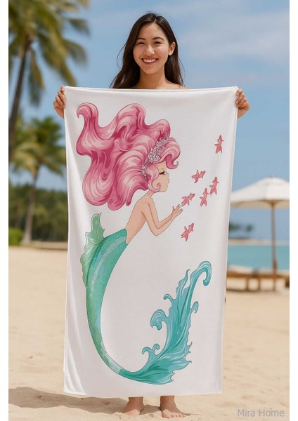 Seadream Tropikal Desenli Plaj Havlusu 70X140 cm Denizkızı