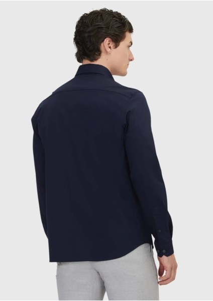 Lacivert Düz Casual Fit Casual Pamuk Karışımlı Gömlek indirimleri