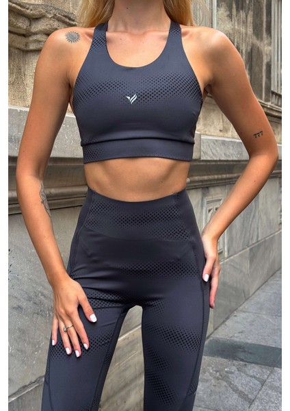 Aero Motion Premium - Desenli Füme Yüksek Bel Push-Up Toparlayıcı Tayt fırsatları