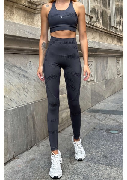 Aero Motion Premium - Desenli Füme Yüksek Bel Push-Up Toparlayıcı Tayt indirimleri