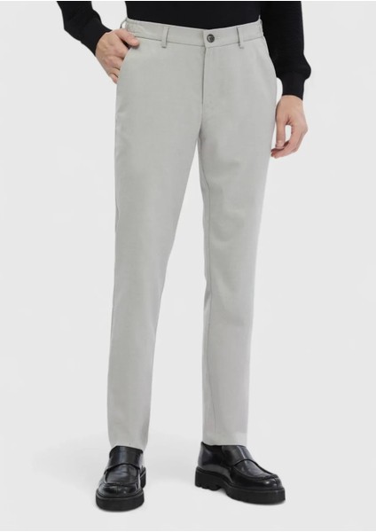 Açık Gri Düz Dokuma Jogging Fit Casual Pantolon