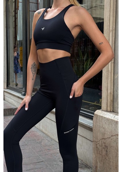 Aero Motion Premium - Desenli Siyah Yüksek Bel Push-Up Toparlayıcı Tayt fırsatları