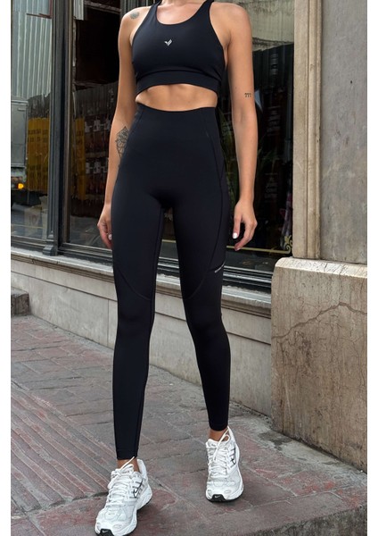 Aero Motion Premium - Desenli Siyah Yüksek Bel Push-Up Toparlayıcı Tayt indirimleri