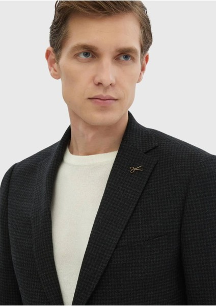 Haki Desenli Regular Fit %100 Yün Ceket fırsatları