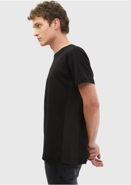 Siyah Düz Bisiklet Yaka %100 Pamuk T-Shirt modelleri