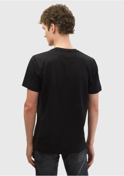 Siyah Düz Bisiklet Yaka %100 Pamuk T-Shirt indirimleri