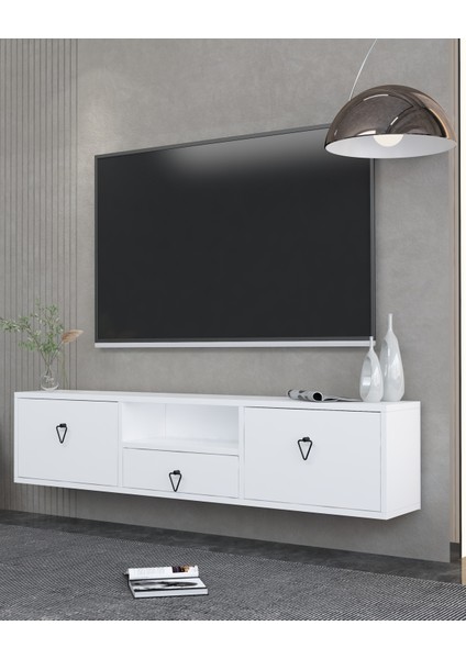 1303DROPDH-1 Tv Sehpası Beyaz-Siyah Kulp fiyatları