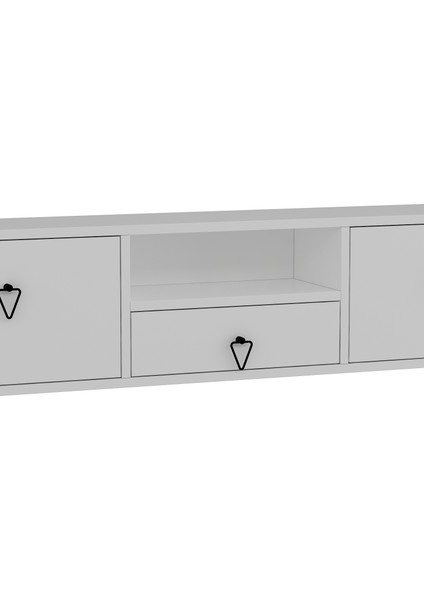1303DROPDH-1 Tv Sehpası Beyaz-Siyah Kulp