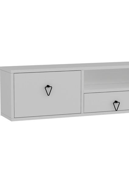 1303DROPDH-1 Tv Sehpası Beyaz-Siyah Kulp