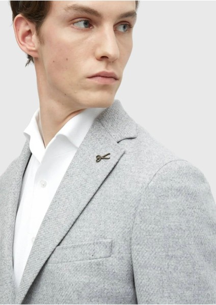 Açık Gri Düz Shirt Shoulder Slim Fit Yün Karışımlı Ceket fırsatları