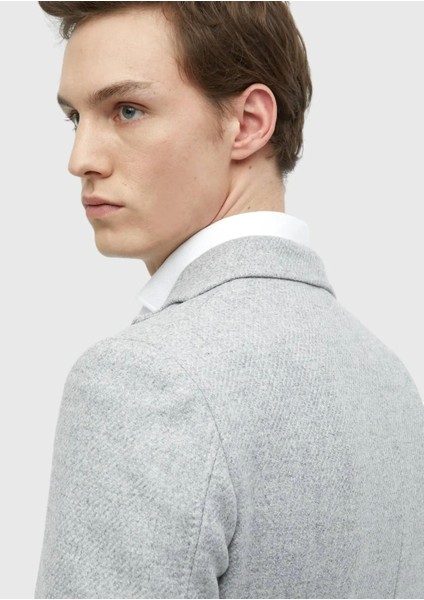 Açık Gri Düz Shirt Shoulder Slim Fit Yün Karışımlı Ceket indirimleri