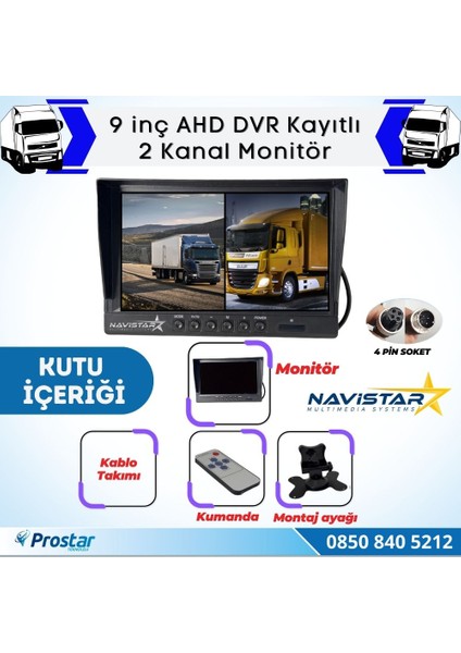 Kayıtlı 9 Inç Ikiye Bölen 2 Kanal Split Ahd 1080P/720P Destekli 4 Pin 256 GB Sd Destekli Monitör fırsatları
