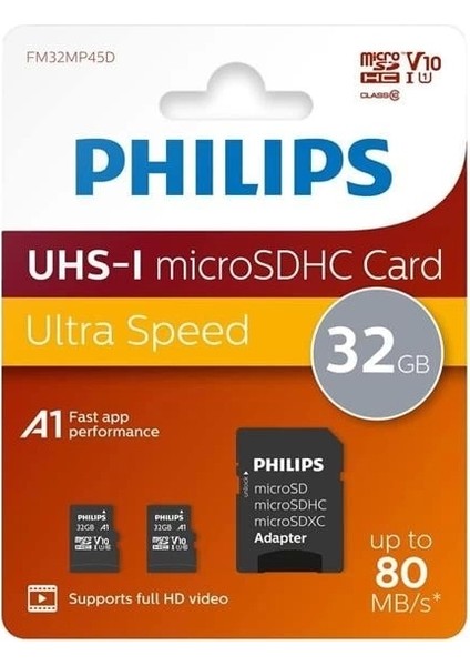 FM32MP45D/00 32GB CLASS10 Uhs-I U1 Tf Adaptörlü Micro Sdhc Hafıza Kartı (2'li Paket)