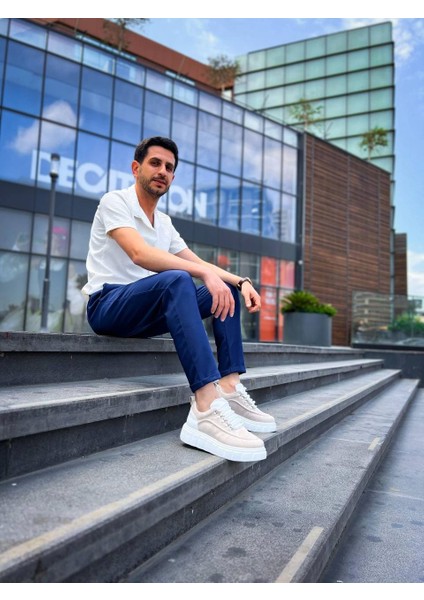 KB-X10 Kuback Bej Süet Beyaz Yüksek Taban Günlük Spor Ayakkabı fırsatları