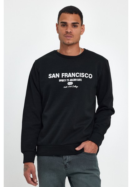 Süperlife Erkek Bisiklet Yaka Rahat Kalıp Içi Polarlı 3 Iplik Baskılı Swetashırt SPR24SW27 fiyatları