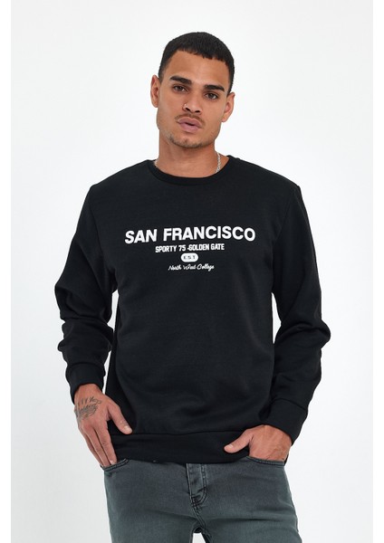 Süperlife Erkek Bisiklet Yaka Rahat Kalıp Içi Polarlı 3 Iplik Baskılı Swetashırt SPR24SW27 fırsatları