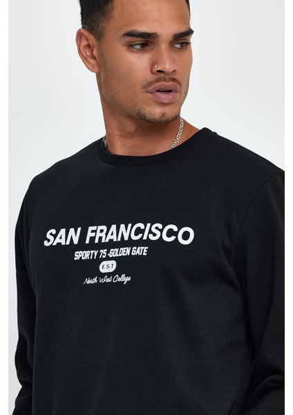 Süperlife Erkek Bisiklet Yaka Rahat Kalıp Içi Polarlı 3 Iplik Baskılı Swetashırt SPR24SW27 indirimleri