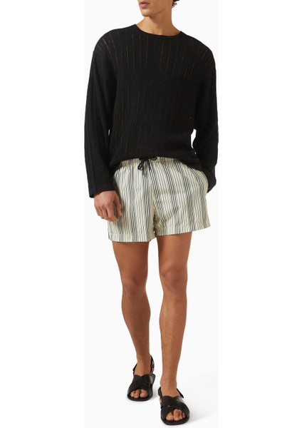 Pointelle Knit Sweater, Siyah Pamuk Keten Delikli Örgü Zarif Kazak fırsatları