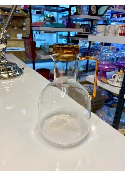 Amber Cam Kapaklı Sürahi/yağdanlık 1800ML