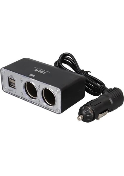 1647 12-24V Çift USB Girişli 100W 70CM Kablolu 2'li Araç Çakmak Çoklayıcı modelleri